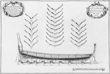 Profil eines Schiffes mit allen Bodenplatten, Illustration aus dem 